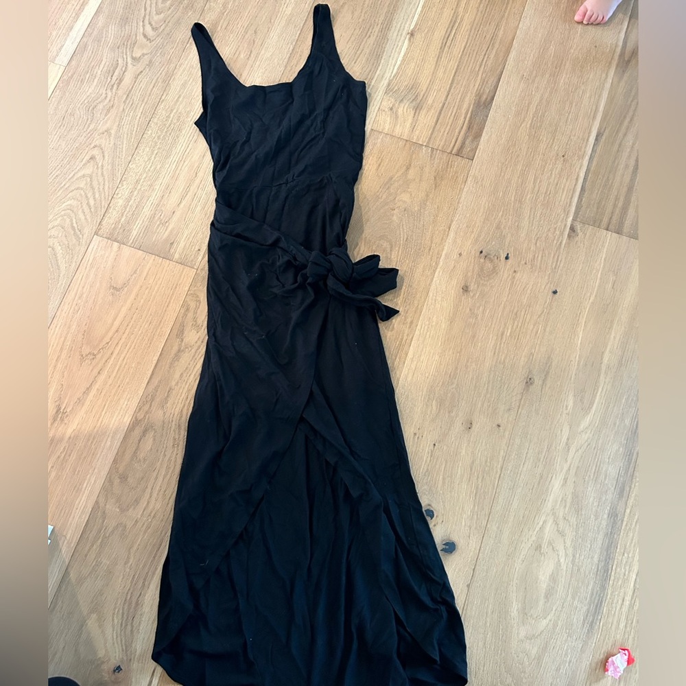 Reformation jeans black side tie dress